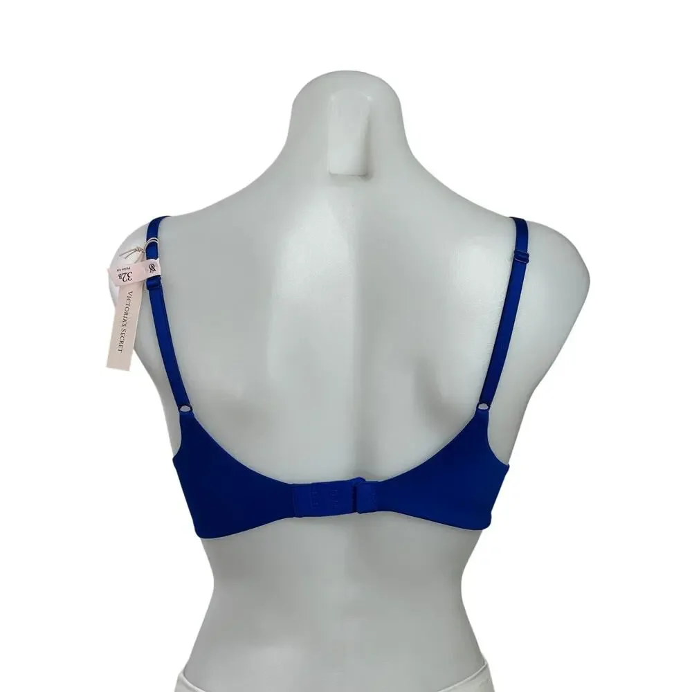 NEW Victoria's Secret Women's Blue Adjustable Satin Wireless Push Up Bra 32B